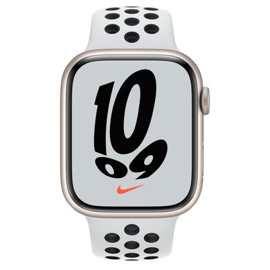 Apple Watch Nike Series 7 GPS, 45mm Starlight Aluminium Case With Nike Sport Band Pure Platinum/Black (MKNA3) 4170 фото