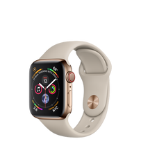 Apple Watch Series 4 (GPS+LTE) 40mm Gold Stainless Steel Case with Stone Sport Band (MTUR2) 2071 фото