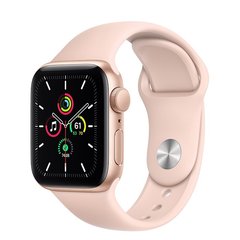 Apple Watch SE GPS 40mm Gold Aluminum Case with Pink Sand Sport Band (MYDN2)