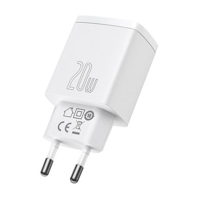 Сетевое зарядное устройство Baseus Compact Quick Charger U+C 20W White (CCXJ-B02) 02101 фото