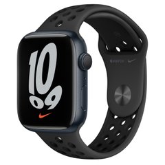 Apple Watch Nike Series 7 GPS, 45mm Midnight Aluminium Case With Nike Sport Band Anthracite/Black (MKNC3)