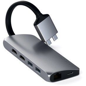 Перехідник Satechi Adapter Dual USB-C to 2xUSB3.0+2xHDMI+USB-C+RJ45+SD Space Gray (ST-TCDMMAM) 3686 фото