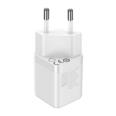Сетевое зарядное устройство Baseus GaN3 Fast Charger Type-C 30W White (CCGN010102) 02107 фото