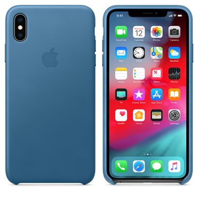 Оригинальный чехол из кожи Apple для iPhone XS Max голубой (MTEW2) 2115 фото