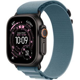 Apple Watch Ultra 3 GPS + Cellular 49mm Black Titanium Case with Light Blue Alpine Loop - Small (MF254+MG9K4)