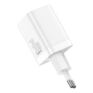 Мережевий зарядний пристрій Baseus Super Si Pro Quick Charger C+U 30W White (CCSUPP-E02) 02109 фото