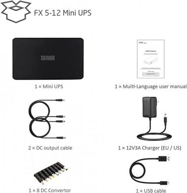Mini UPS SHANQIU 30 Втч, DC 5/9/12V постоянного тока 10 000 мАч для подключения маршрутизатора , планшета , камеры , телефона , и многого другого (FX 5-12) 21001 фото